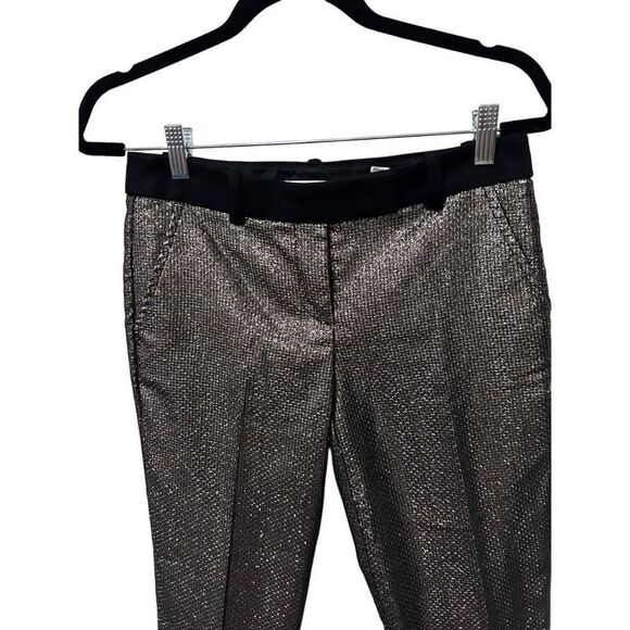 Trina Turk Gold Metallic Pants Pleated Size 2 Disco 70’s Vibes Throwback - Picture 4 of 12